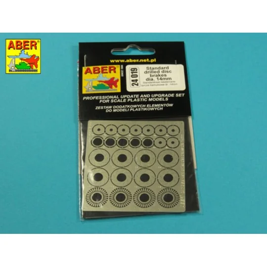 Standard drilled discs brakes dia 14mm, 1/24 - Aber Models 24019