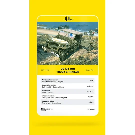 US 1/4 Ton Truck & Trailer - Heller 79997