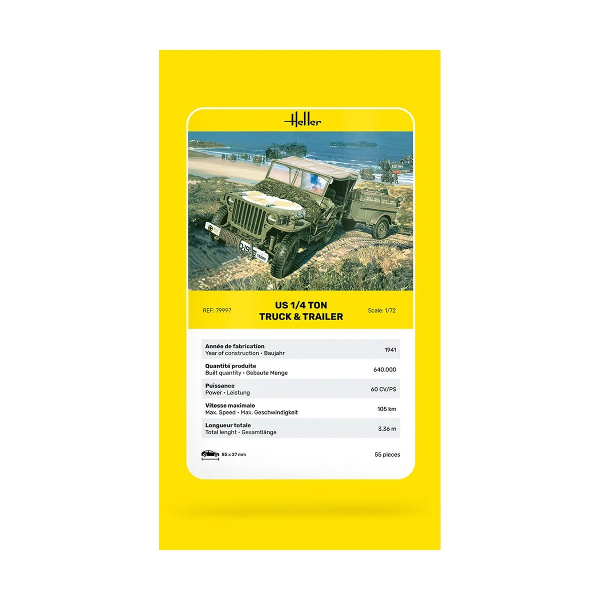 US 1/4 Ton Truck & Trailer, 1/72 - Heller 79997 US 1/4 Ton Truck & Trailer, 1/72 - Heller 79997
