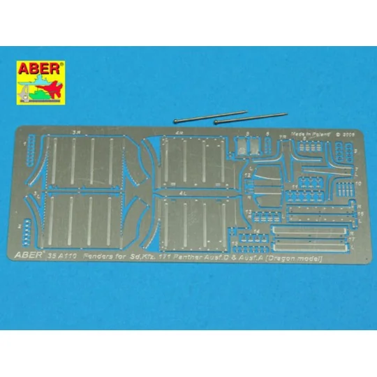 Front fenders for Panther Ausf.A/D, 1/35 - Aber Models 35 A110