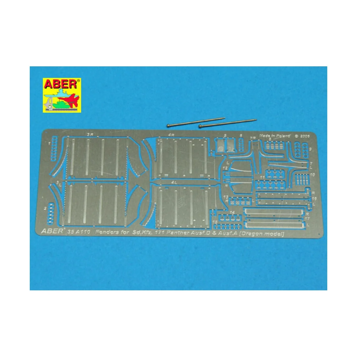 Front fenders for Panther Ausf.A/D, 1/35 - Aber Models 35 A110