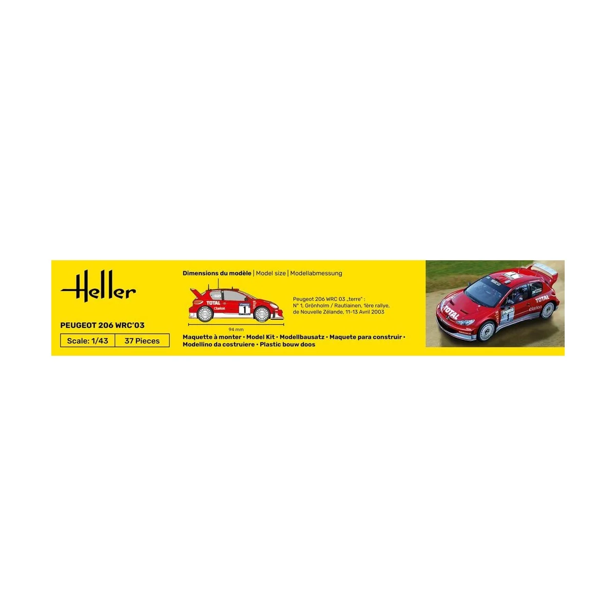 Peugeot 206 WRC'03, 1/43 - Heller 80113 Peugeot 206 WRC'03, 1/43 - Heller 80113