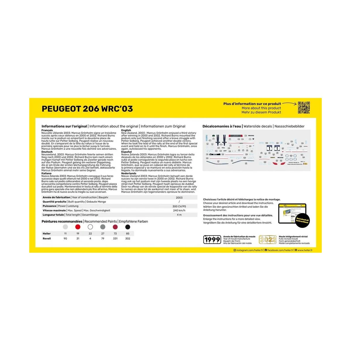 Peugeot 206 WRC'03, 1/43 - Heller 80113 Peugeot 206 WRC'03, 1/43 - Heller 80113