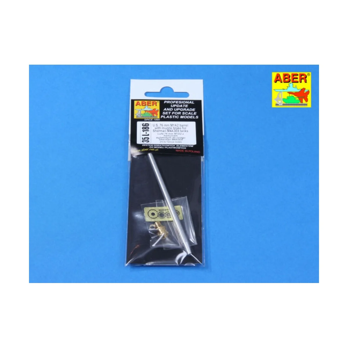 76 mm barrel with muzzle brake for M4A3E8, 1/35 - Aber Models 35 L-186