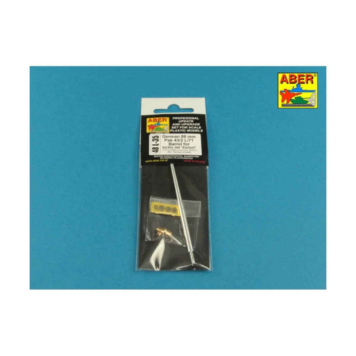 German 88mm Pak 43/2 L/71 barrel for Sd.Kfz.184 Elefant, 1/48 - Abe...