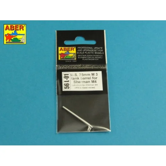 U.S. 75mm M3 tank barrel for Sherman M4, 1/56 - Aber Models 56 L-01