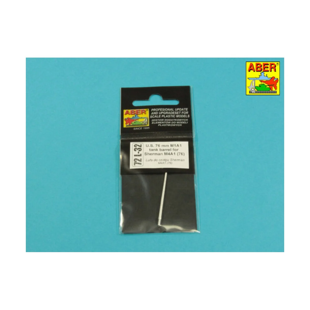 U.S.76 mm M1A1 tank barrel for Sherman M4A1 (76), 1/72 - Aber Model...