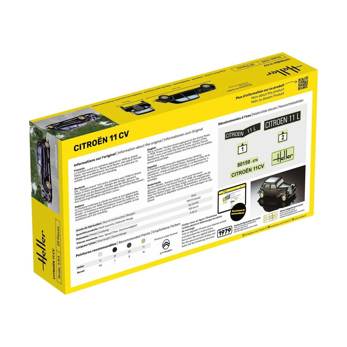 Citroen 11 CV, 1/43 - Heller 80159 Citroen 11 CV, 1/43 - Heller 80159