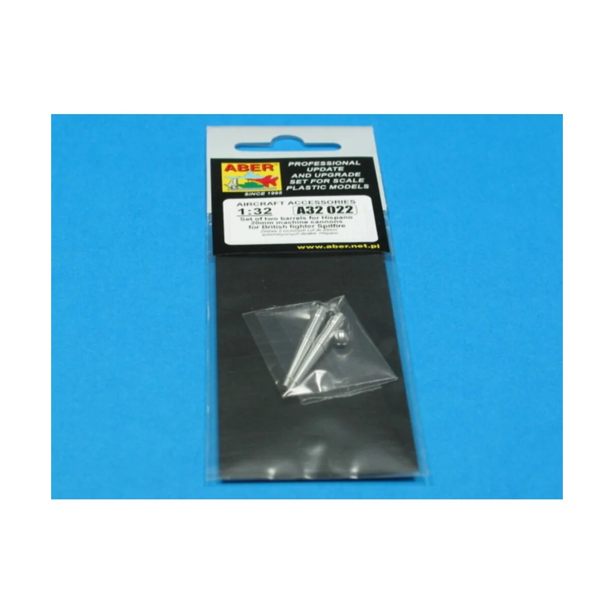 2 barrels for Hispano 20mm for Spitfire, 1/32 - Aber Models A32 022