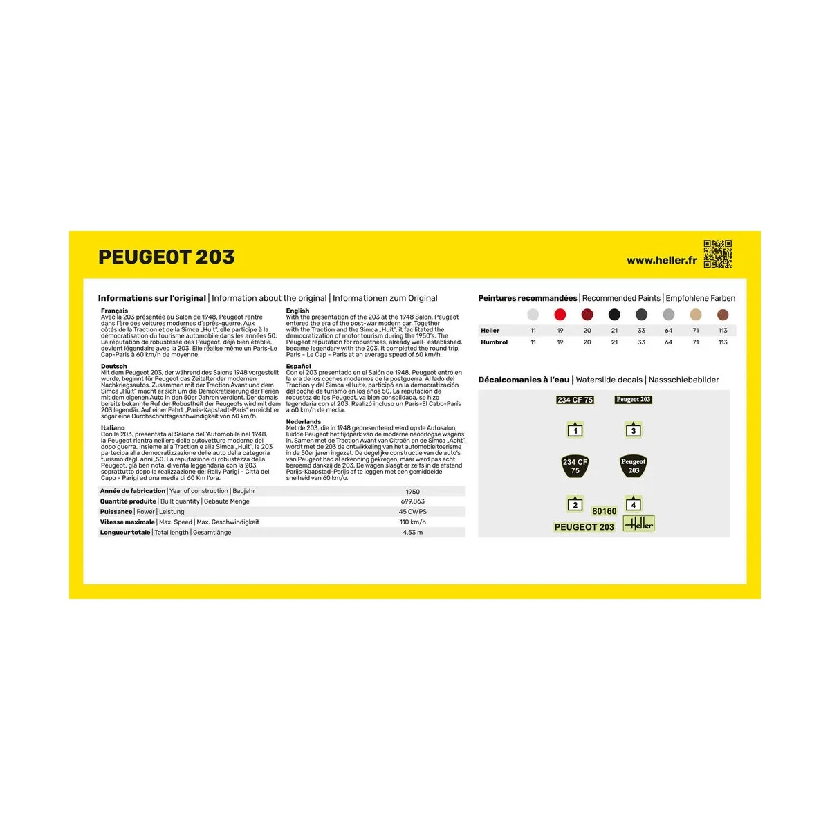Peugeot 203, 1/43 - Heller 80160