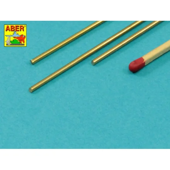 Brass round rods ? 1, 5mm length 245mm x 3 pcs. - Aber Models BR 15