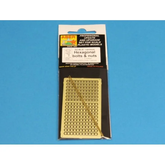 Hexagonal bolts & nuts 1, 5mm useful for 1/16 scale - Aber Models R-40