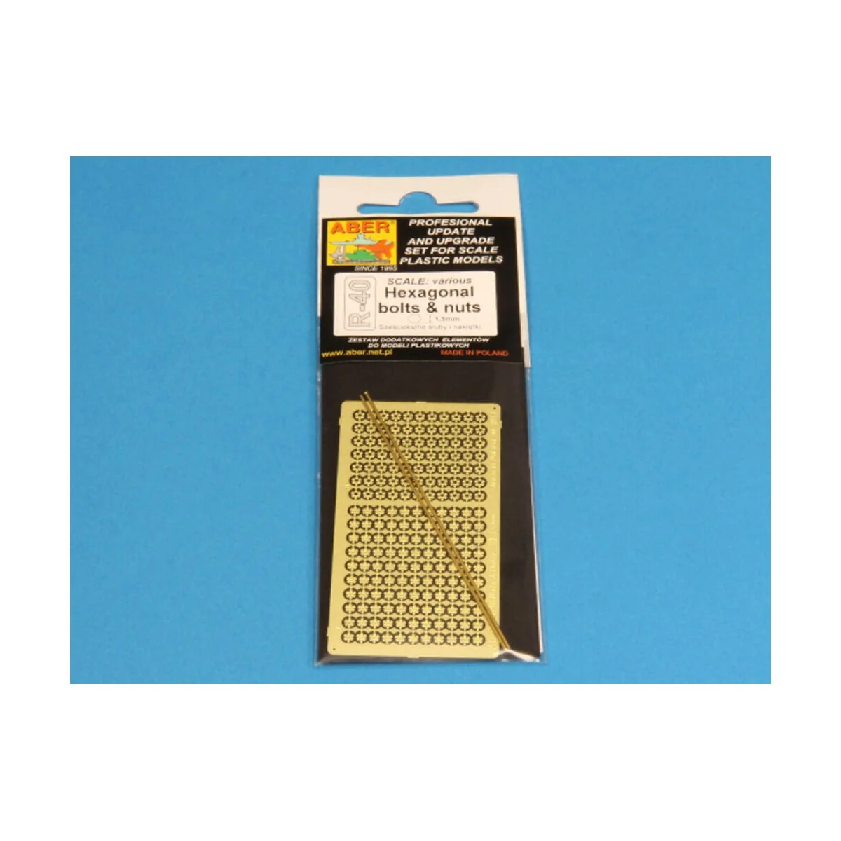 Hexagonal bolts & nuts 1, 5mm useful for 1/16 scale - Aber Models R-40