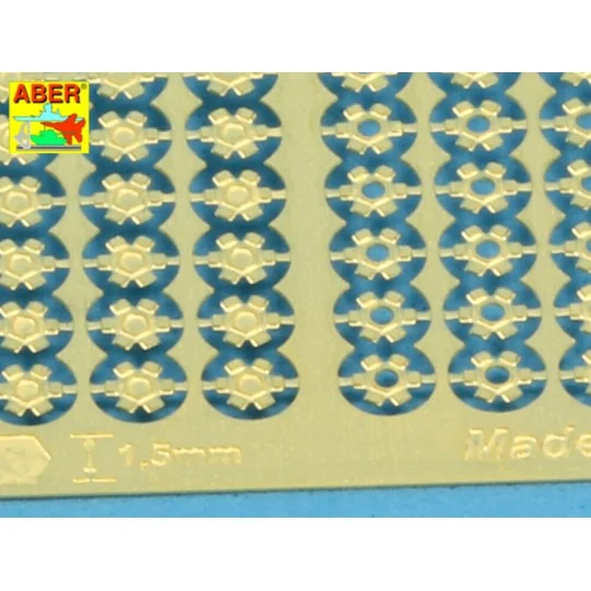 Hexagonal bolts & nuts 1, 5mm useful for 1/16 scale - Aber Models R-40