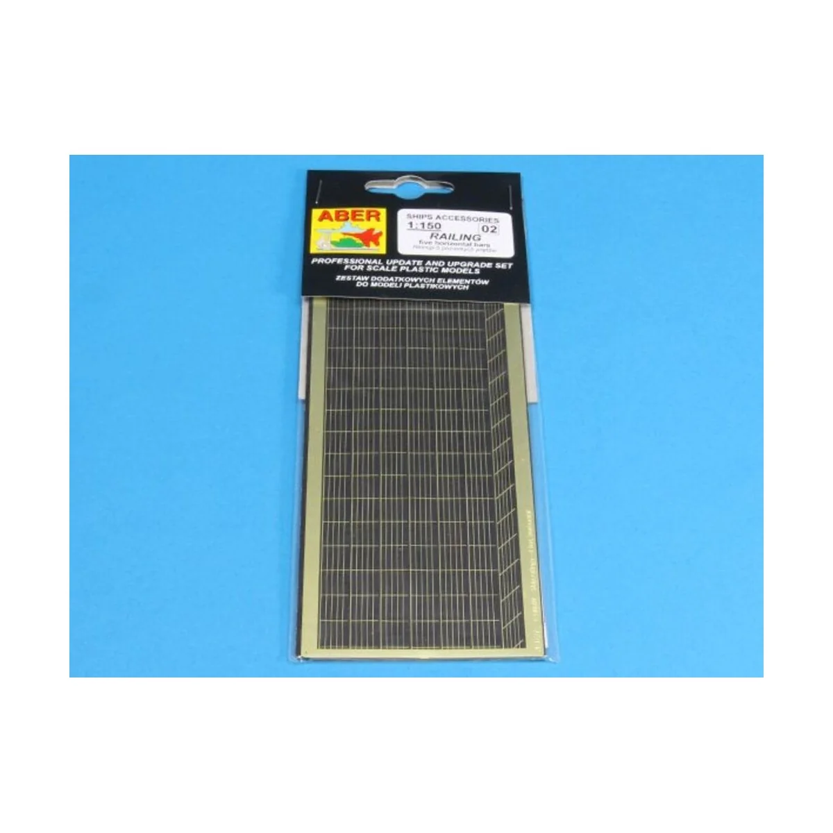 Ships railing -five horizontal bars, 1/150 - Aber Models RE-150-02