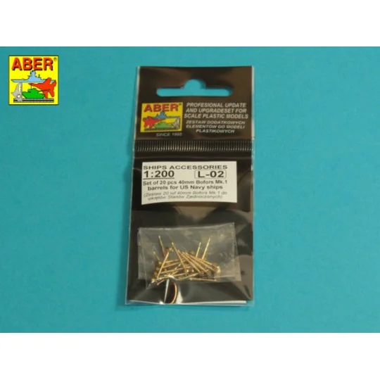 Set of 20 pcs 40 mm Bofors Mk.1 barrels for US Navy ships, 1/200 - ...