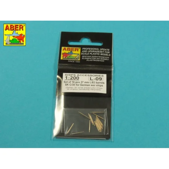 Set of 16 pcs 37 mm L/83 barrels SK C/30 for German ships, 1/200 - ...