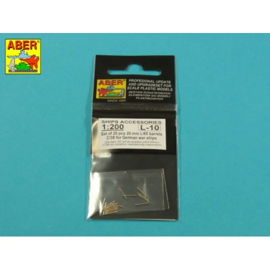 Set of 20 pcs 20 mm L/65 barrels C/38 for German ships, 1/200 - Abe...