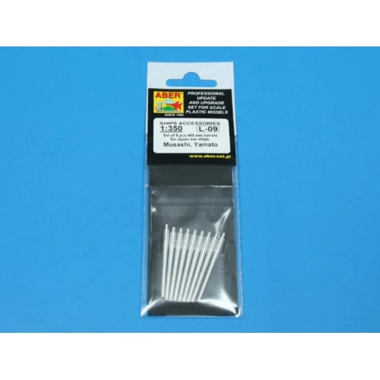 9 pcs 460 mm barrels for Yamato, 1/350 - Aber Models RE-350 L09