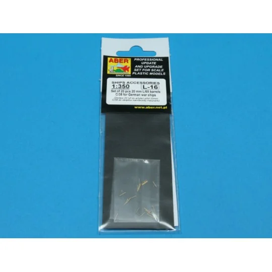 20 pcs 20 mm L/65 barrels C/38, 1/350 - Aber Models RE-350 L16