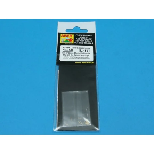 20 pcs 20 mm L/65 barrels MG C/30, 1/350 - Aber Models RE-350 L17