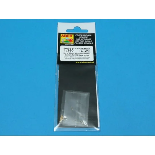 20 pcs 40 mm Bofors Mk.1 barrels, 1/350 - Aber Models RE-350 L21