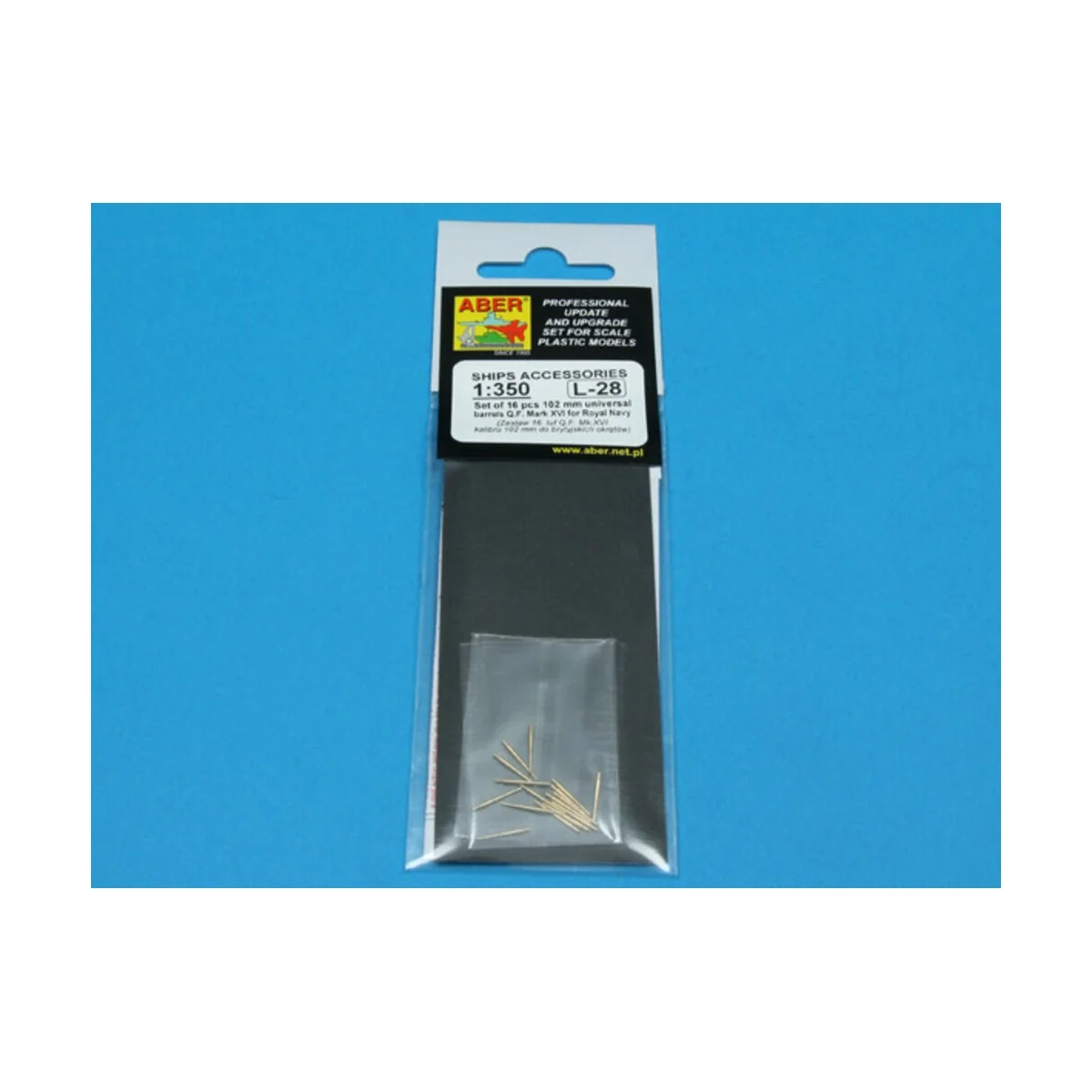 16 pcs 102 mm Q.F. Mk.XVI barrels, 1/350 - Aber Models RE-350 L28