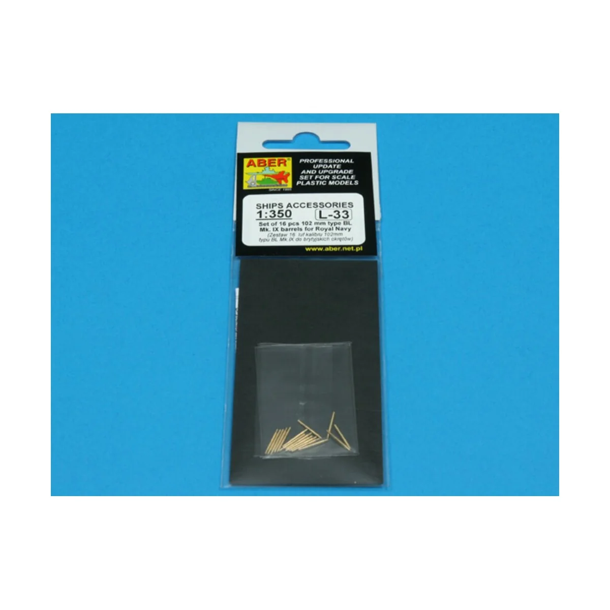 Set of 16 pcs 102 mm type BL Mk.IX barrels for Royal Navy, 1/350 - ...