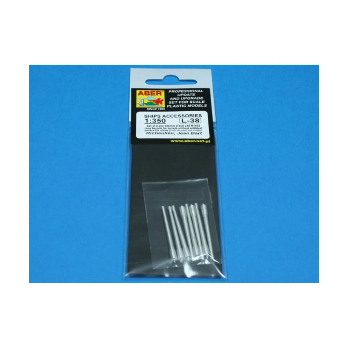 8 pcs 380mm long barrels for Richeulieu, 1/350 - Aber Models RE-350...