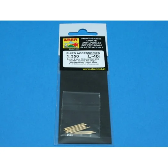 9 pcs 152 mm barrels for Richeulieu, 1/350 - Aber Models RE-350 L40