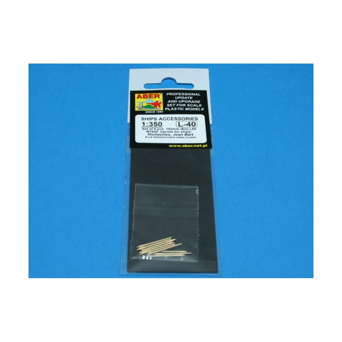 9 pcs 152 mm barrels for Richeulieu, 1/350 - Aber Models RE-350 L40