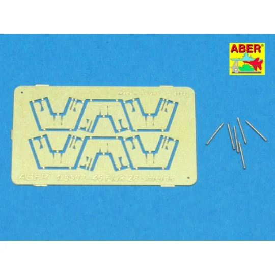 6 pcs 4 cm Flak 28 barrels with shields, 1/350 - Aber Models RE-350...