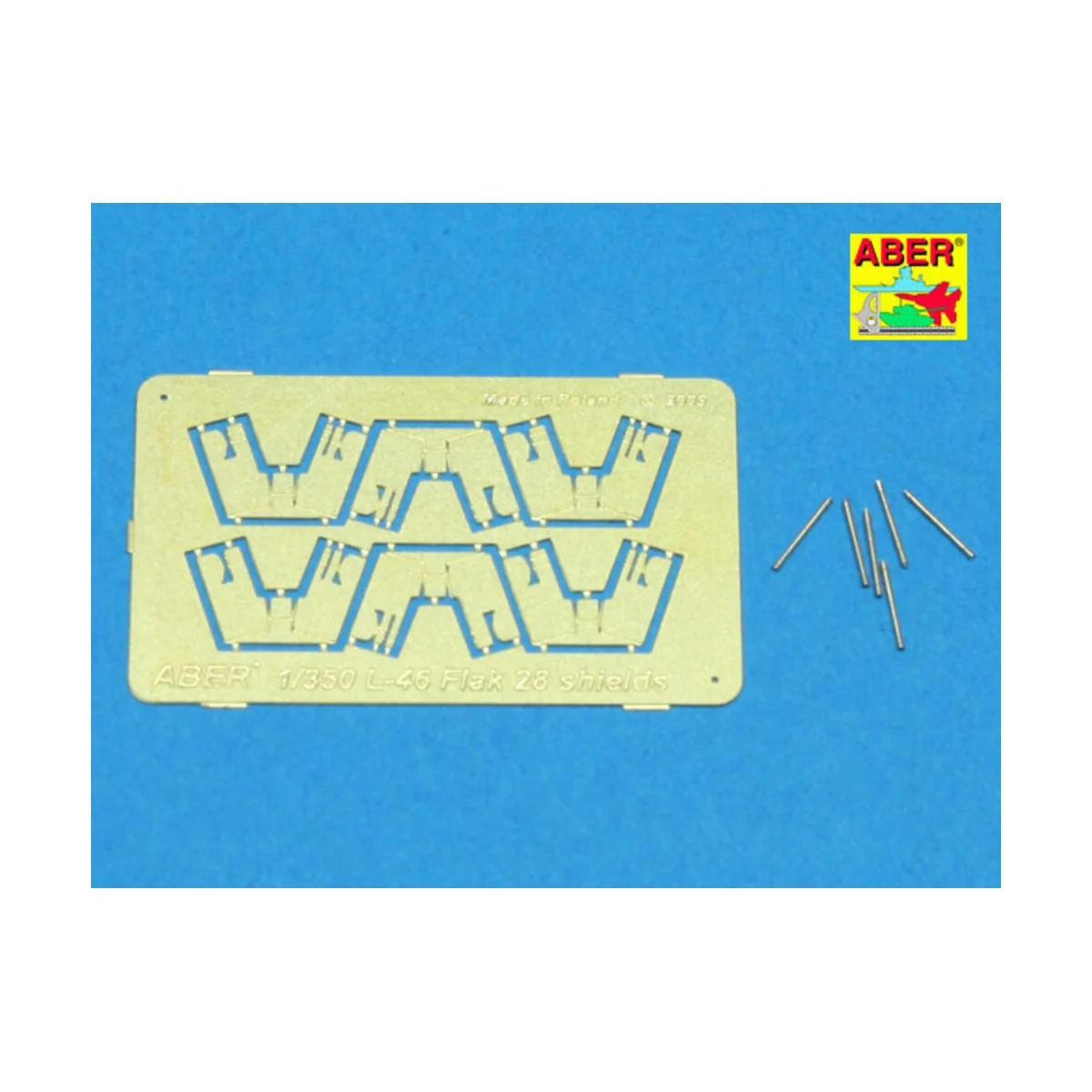 6 pcs 4 cm Flak 28 barrels with shields, 1/350 - Aber Models RE-350...