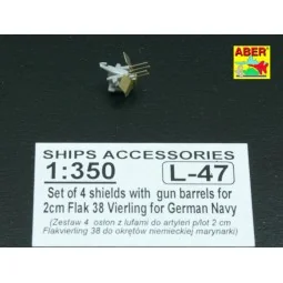 16 pcs 2cm barrels for Flakvierling 38, 1/350 - Aber Models RE-350 L47 2
