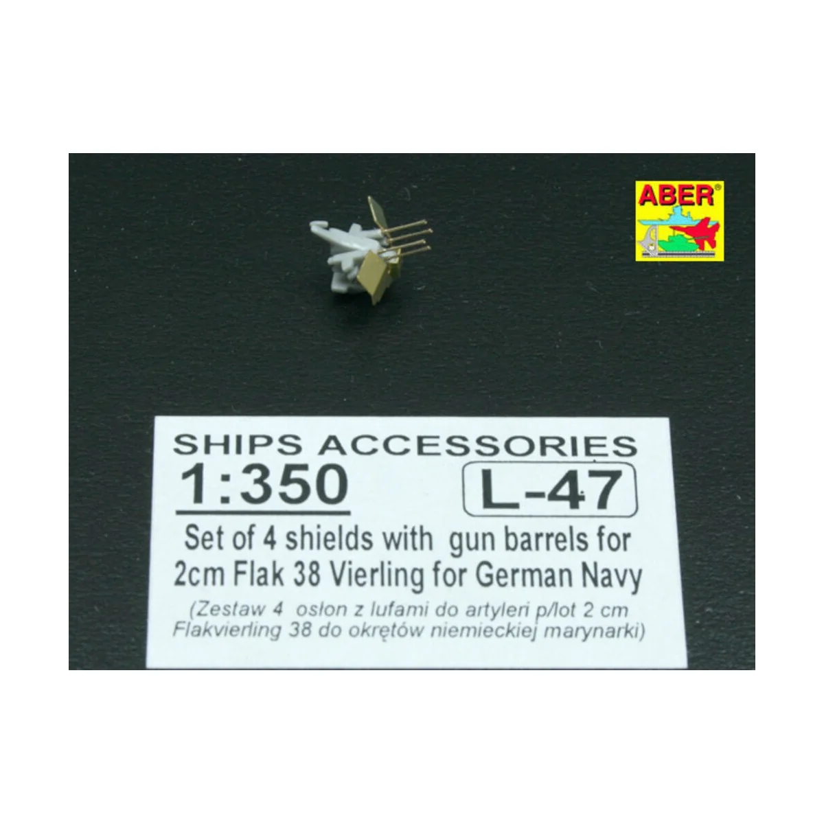 16 pcs 2cm barrels for Flakvierling 38, 1/350 - Aber Models RE-350 L47
