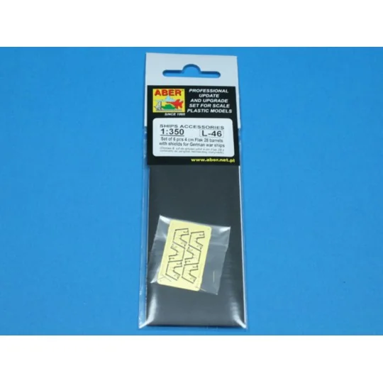 6 pcs 4 cm Flak 28 barrels with shields, 1/350 - Aber Models RE-350...