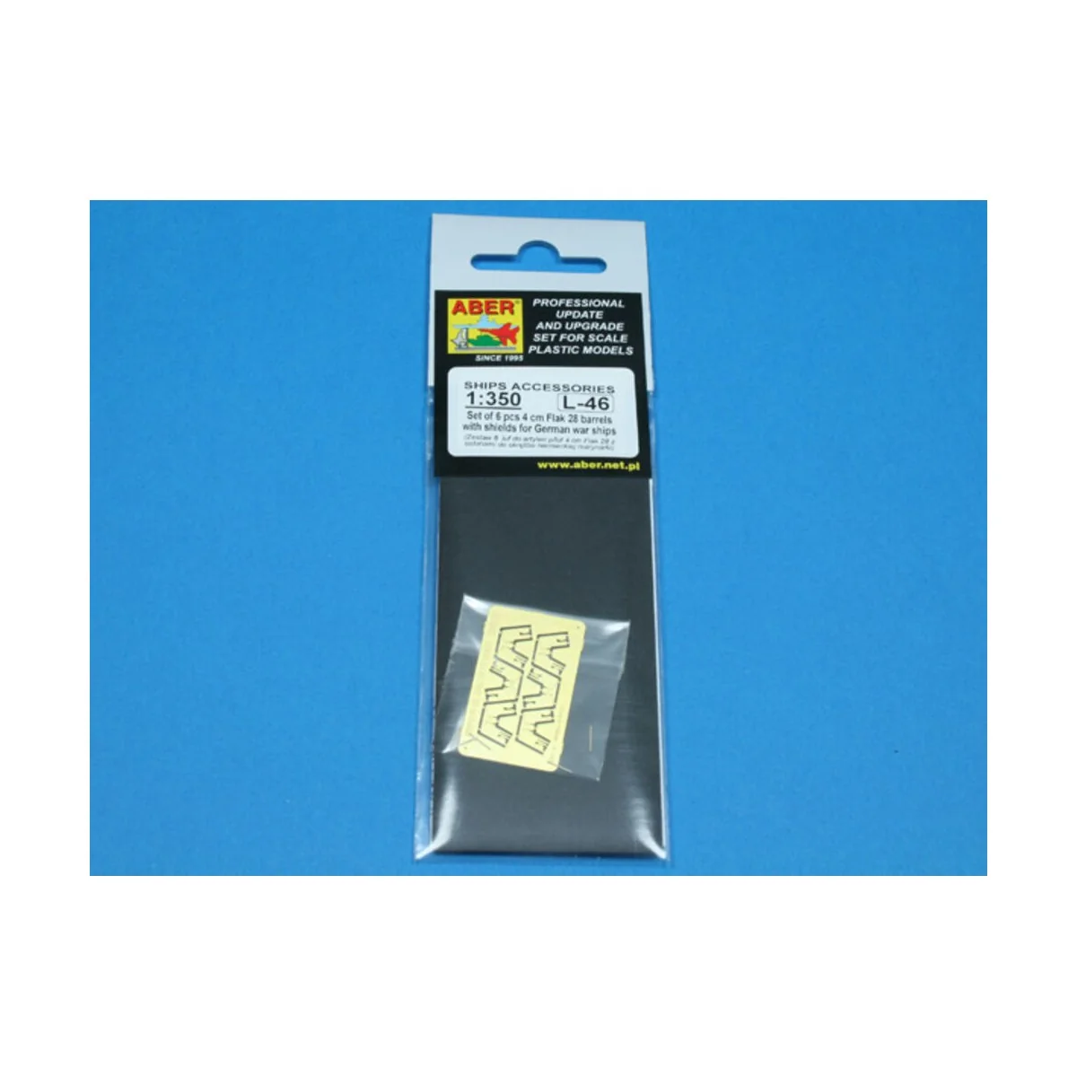 6 pcs 4 cm Flak 28 barrels with shields, 1/350 - Aber Models RE-350...