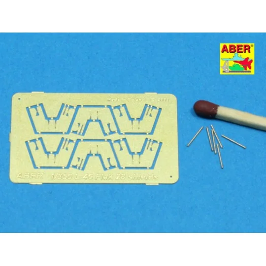 6 pcs 4 cm Flak 28 barrels with shields, 1/350 - Aber Models RE-350...