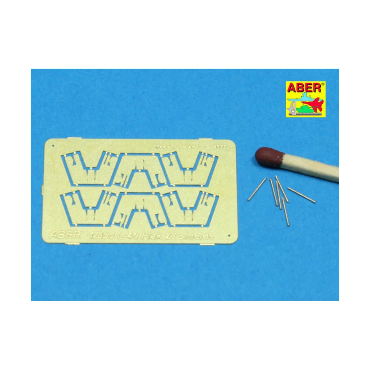 6 pcs 4 cm Flak 28 barrels with shields, 1/350 - Aber Models RE-350...