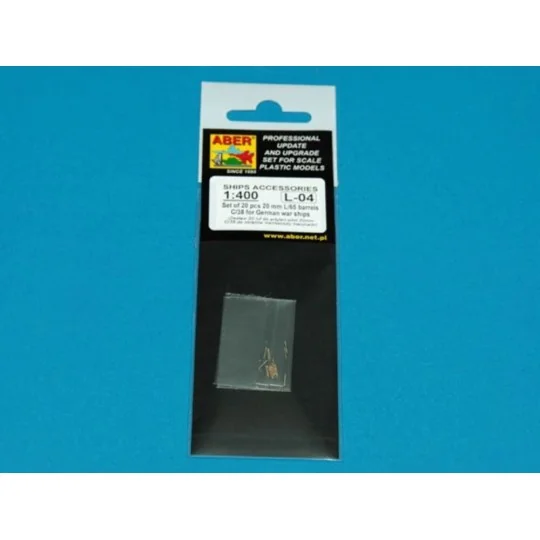 Set of 20 pcs 20mm barrels C/38, 1/400 - Aber Models RE-400-L04