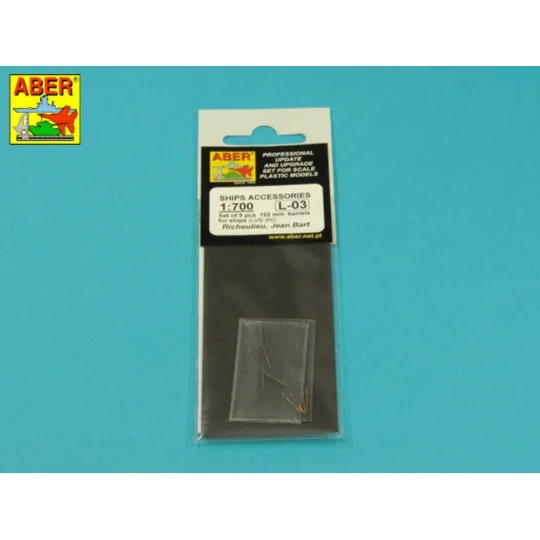 Set of 9 pcs 152 mm barrels for ships Richelieu, Jean Bart, 1/700 -...