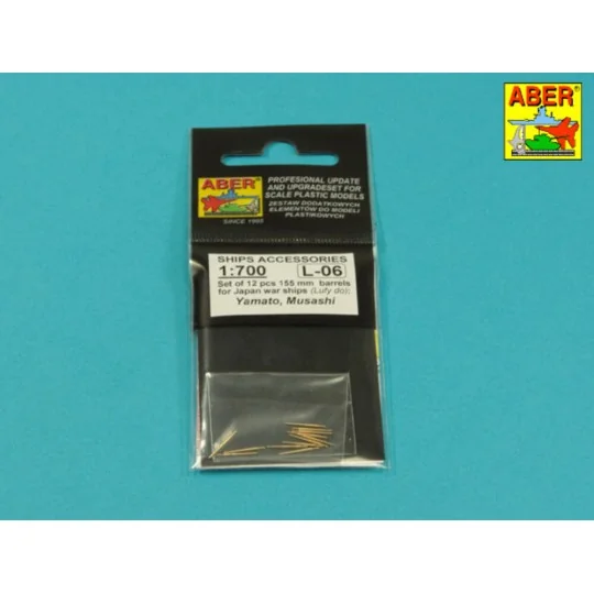 Set of 12 pcs 155 mm barrels for ships Yamato, Musashi, 1/700 - Abe...