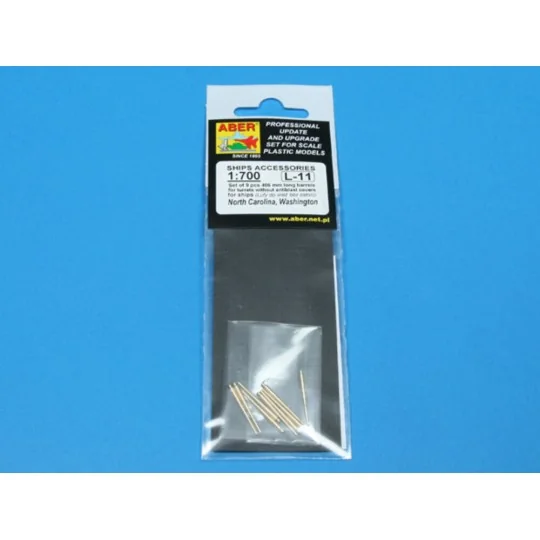 9 pcs 406 mm long barrels for North Carolina, 1/700 - Aber Models R...