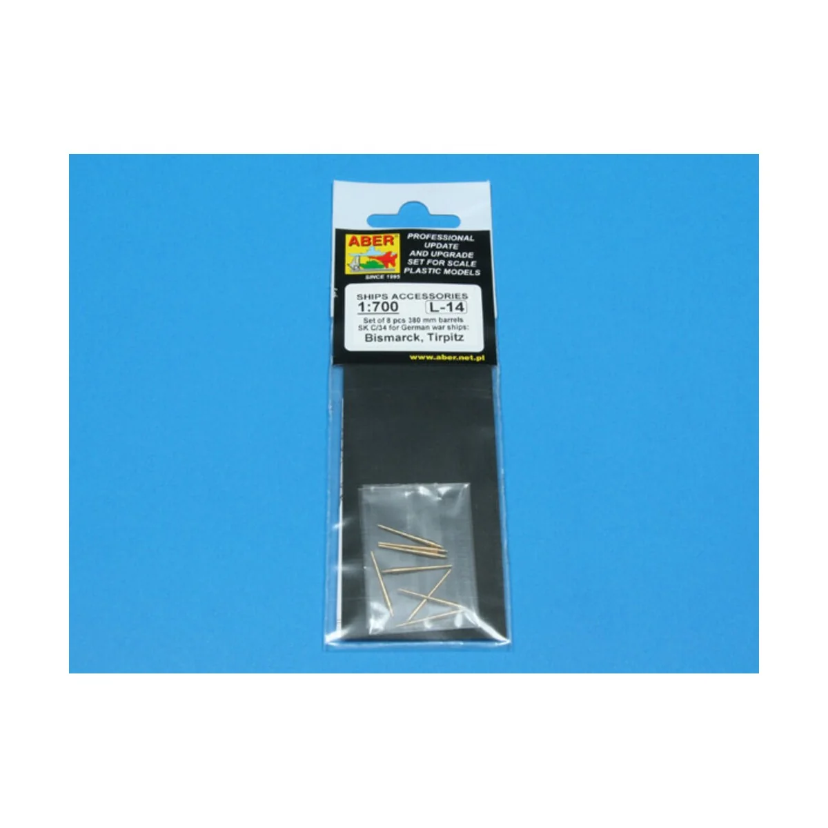 8 pcs 380 mm barrels for Bismarck, 1/700 - Aber Models RE-700 L14