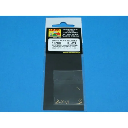 20 pcs 102mm barrels for Royal Navy, 1/700 - Aber Models RE-700 L21