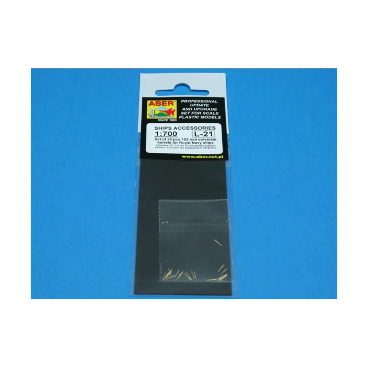 20 pcs 102mm barrels for Royal Navy, 1/700 - Aber Models RE-700 L21