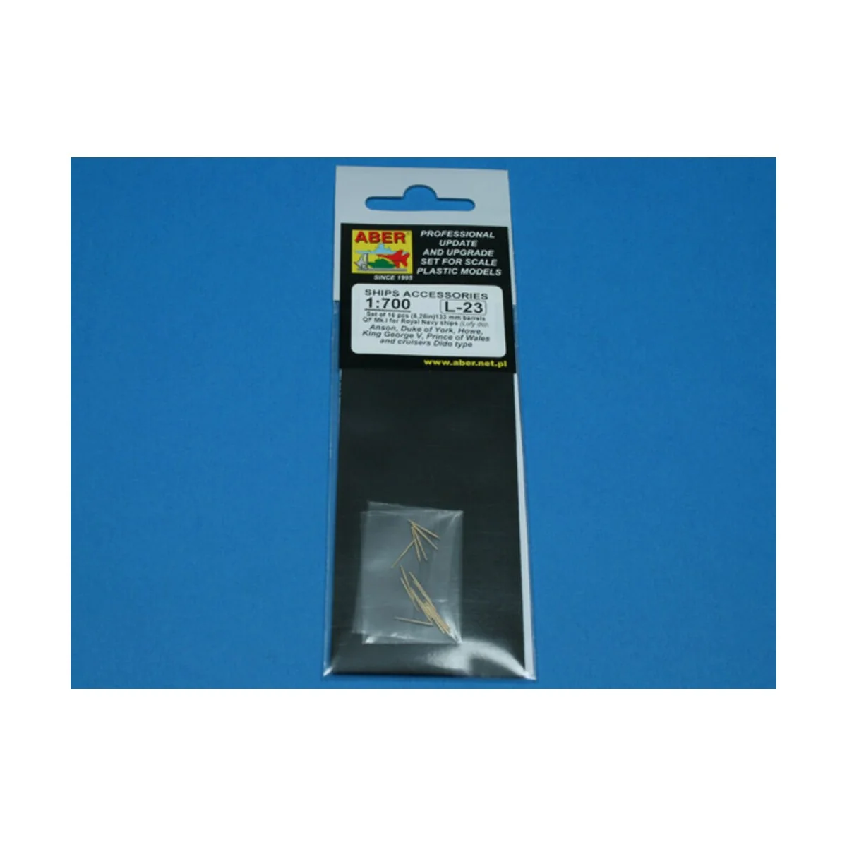 16 pcs 133mm barrels for King George V, 1/700 - Aber Models RE-700 L23