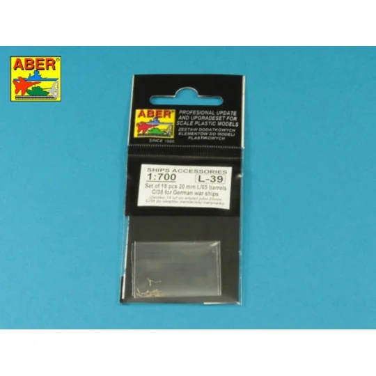 Set of 18 pcs 20 mm L/65 C/38 gun barrels for German war ships, 1/7...