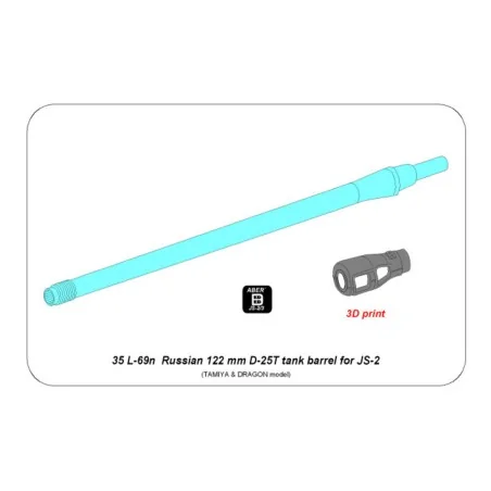 Russian 122 mm D-25T tank Barrel for IS-2, 1/35 - Aber Models 35 L-...