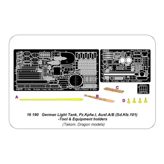 Pz.Kpfw. I, Ausf.A/B (Sd.Kfz. 101) Tool & Equipment holders, 1/16 -...